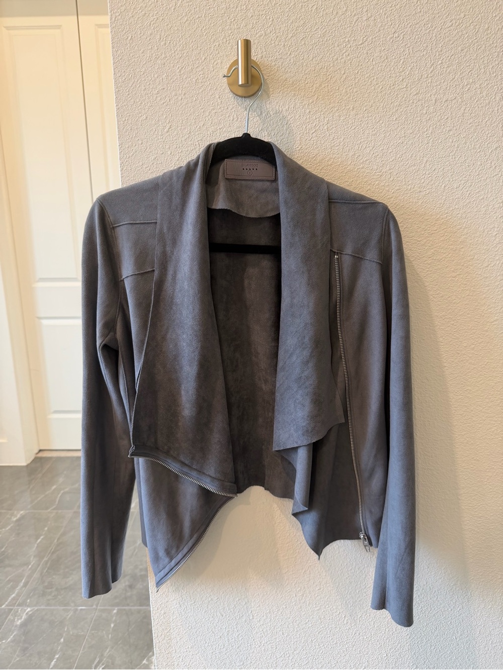 BLANKNYC Faux Suede Moto Jacket / Size S / Draped Front With Zipper